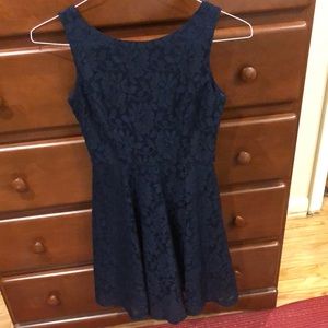 Navy blue paisley textured dress